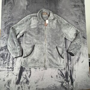 NWT Woodland Trail Fleece Jacket Mens Medium Grey Full Zip High Pile MX055173